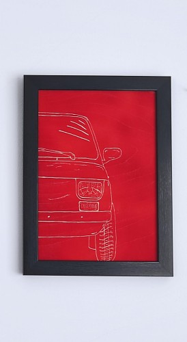 Meldor Art Mały Fiat - grawer ręczny w drewnie - Sklep detailingowy Automotive Care