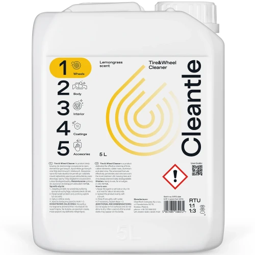 Cleantle Tire & Wheel Cleaner Lemongrass Scent - produkt do czyszczenia felg i opon 5L - Sklep detailingowy Automotive Care