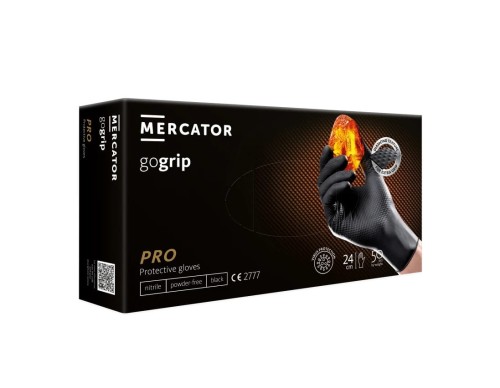 MERCATOR Gogrip Black - niezwykle wytrzymałe rękawice rękawice nitrylowe 50szt. roz. M - Sklep detailingowy Automotive Care