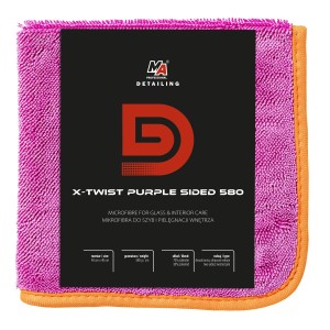 MA Professional Detailing X-TWIST PURPLE SIDED 580GSM - mikrofibra, ręcznik do osuszania 40x40cm 70% poliester 30% poliamid